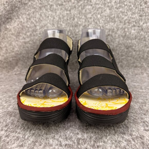 ✅Fly London YERY389FLY Black Elastic Strappy Platform Wedge Sandal Womens 42 - Picture 5 of 13